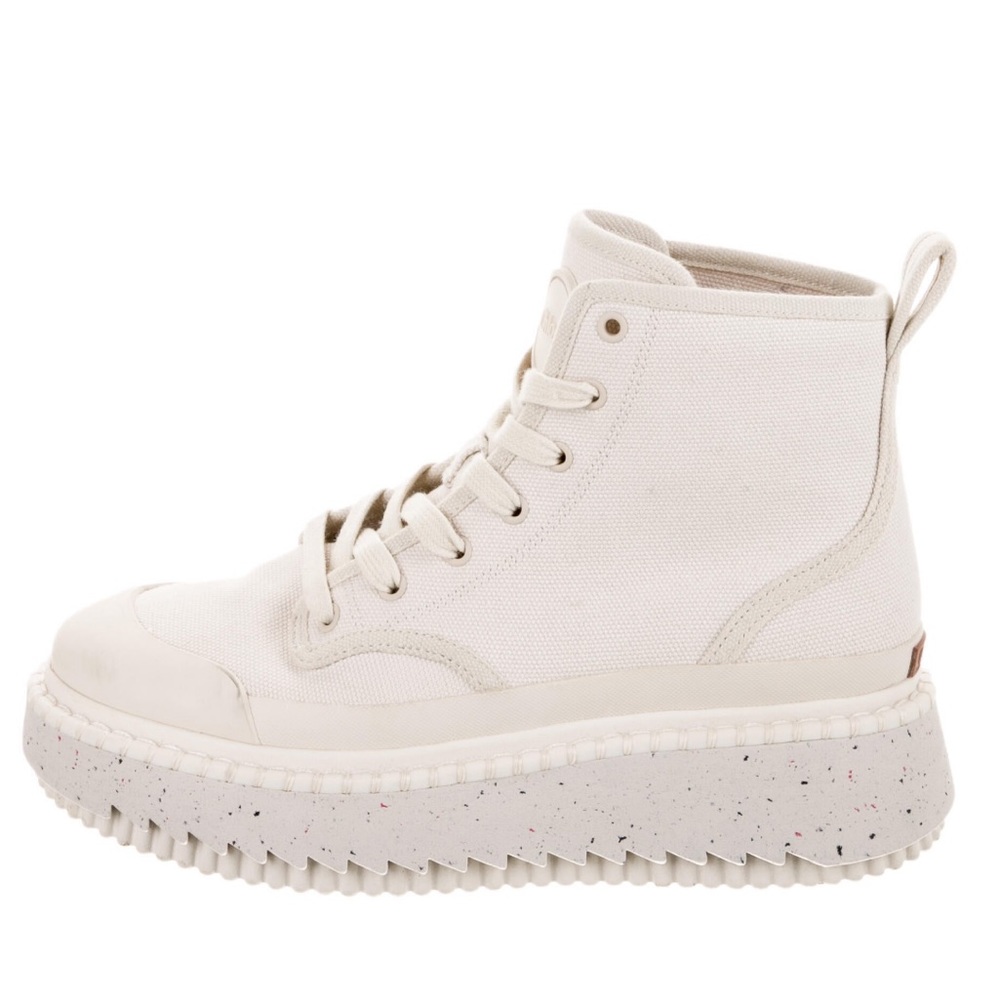 Chloe off white canvas platform combat boot size 8 38 chunky boho casual - Picture 2 of 5